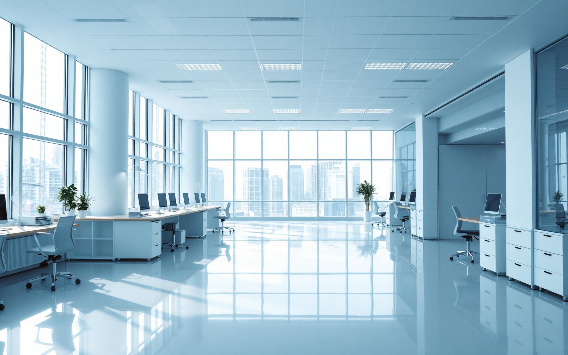Bureaux professionnels lumineux et impeccables entretenus par MGI Nettoyage